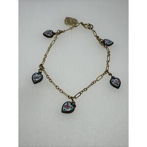 Lucy Isaac’s Turquoise Heart Bracelet Enamel Bracelet Vintage Look Gold Filled